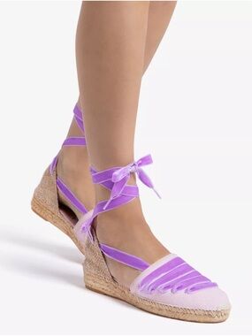 Penelope Chilvers Lavender Espadrille Wedge Tie-Ankle Shoes